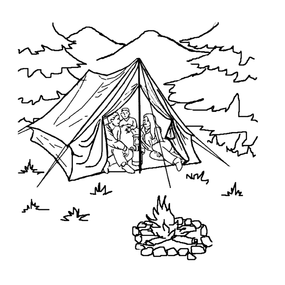 Plansa de colorat cu Camping 14 6